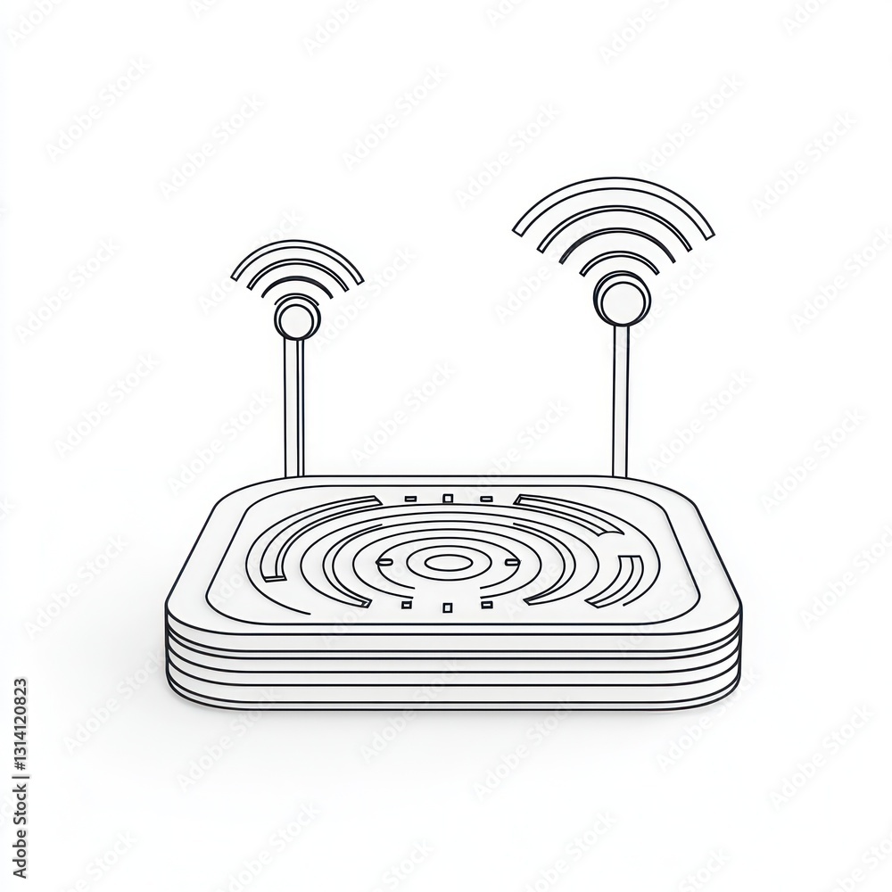 Poster 3d glyph icon of a router representing advanced high-tech connectivity.