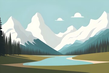vector drawing that represents alberta canada, mountains, landscape, nature, scenic, wilderness, forest, trees, lakes, rivers, outdoors, travel, adventure, environment, geography, national, park, rock