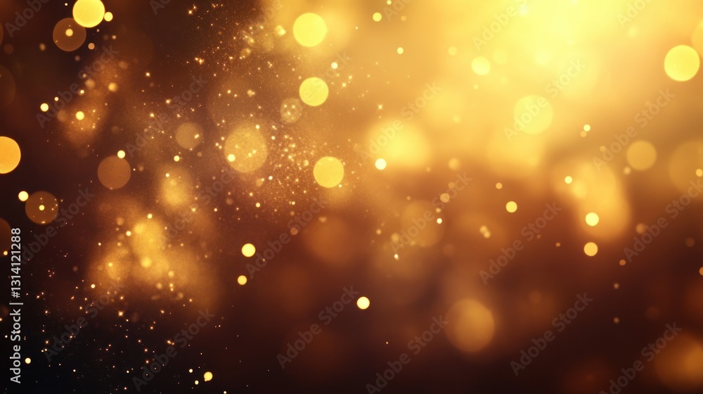 Poster a golden and shimmering abstract background of light and particles