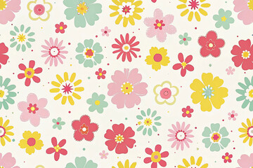 Pastel floral pattern seamless repeat texture background.