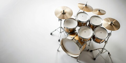 Clean Minimalist Drum Kit Flat Lay Stock Photo - Music Equipment Background