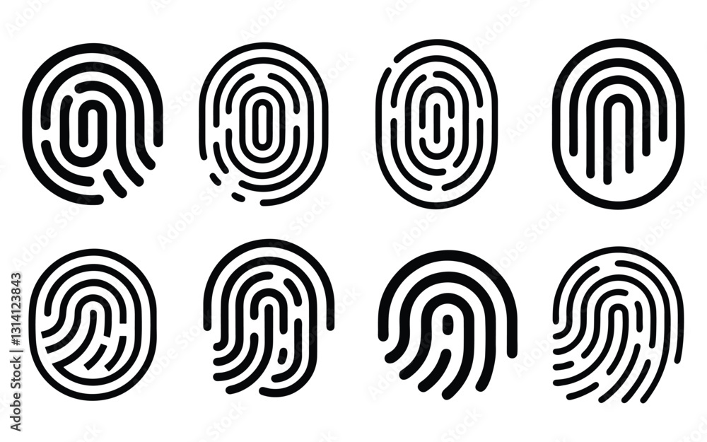 Poster collection of fingerprint shape vector on white background