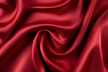 Obraz premium Luxurious red fabric with soft folds in close-up. AI image