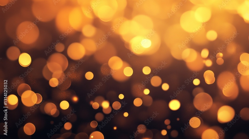 Poster golden colored bokeh lights in a dark gradient background display