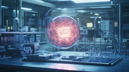 Fototapeta premium Energy Orb in a Futuristic Laboratory: Scientific Breakthrough