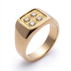 Elegant Gold Ring with Four Sparkling Stones for Fashion Lovers