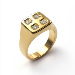 Elegant Gold Ring with Four Sparkling Diamonds for Jewelry Lovers