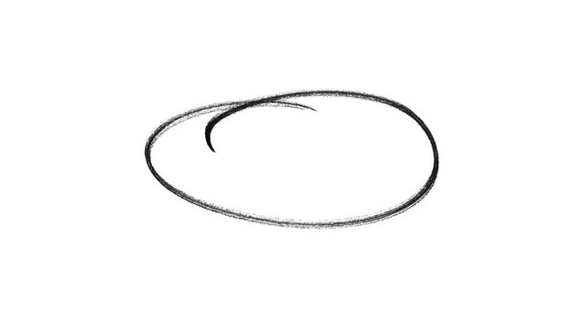 Black Hand-drawn highlighter circle round animation, Oval frame hand drawing Red circle, rough underline marks with alpha channel. marker,  animated, hand drawn, highlighter, design elements, brush, 