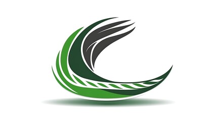 Obraz premium Abstract green and black wave logo design.