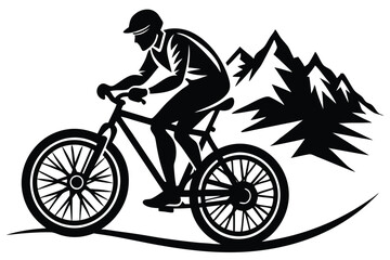 Obraz premium silhouette of an extreeme downhill mountain biker vector