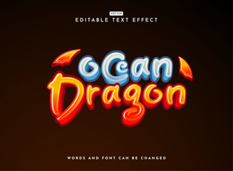 funny script fancy ocean dragon text effect with blue red color game