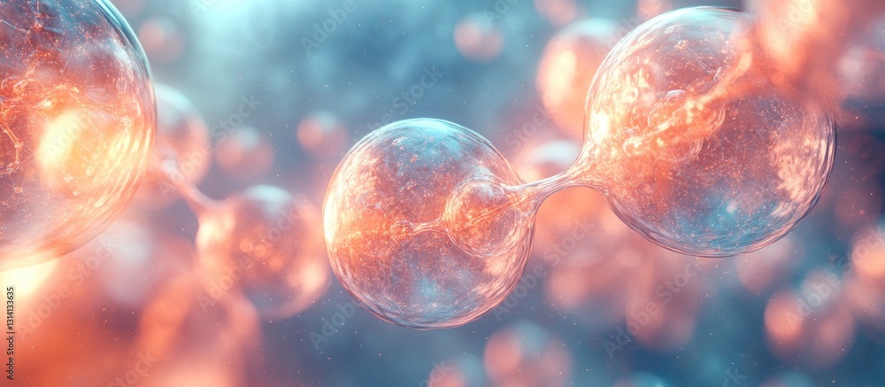 Poster abstract cellular structures, interconnected spheres, scientific background