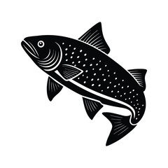 Fototapeta premium Jumping trout fish silhouette isolated on white background
