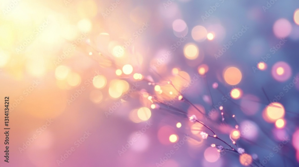 Poster warm and soft focus image of abstract bokeh and stems