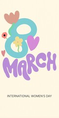 International Womens day celebration. Header or banner with lettering for Womens day concept.