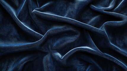 Fototapeta premium A close up view of crumpled blue fabric with highlights