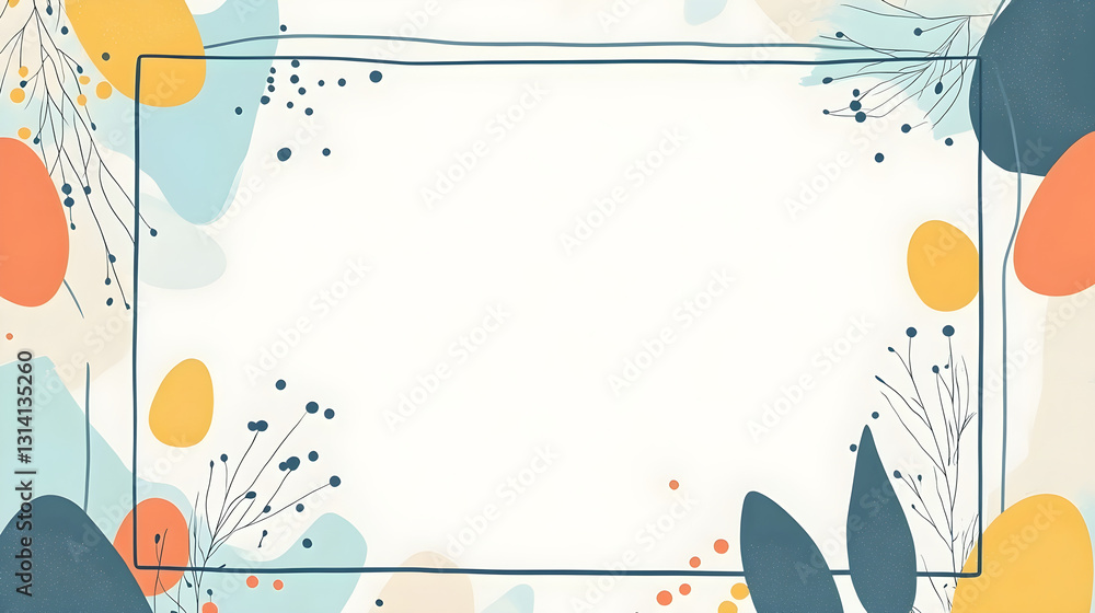 Poster rectangular frame with tiny easter eggs in the corners