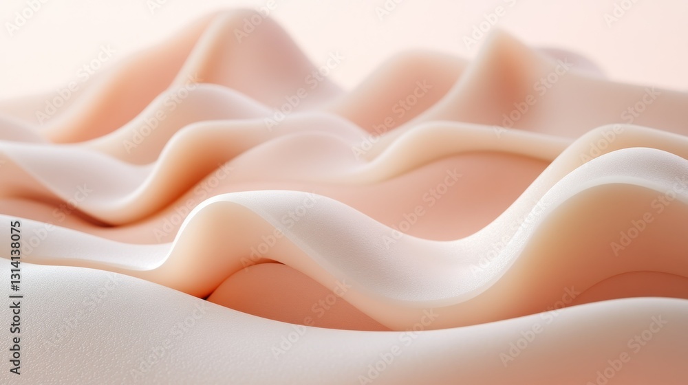 Poster soft and flowing abstract forms create gentle undulating waves