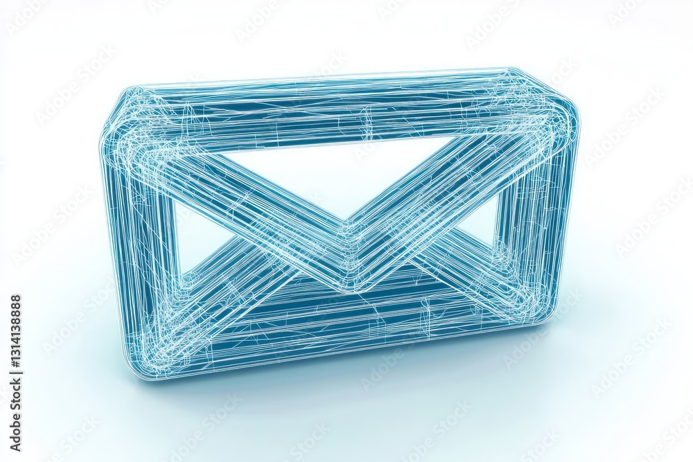 Aufkleber 3d line icon showing an envelope used for communication and messages on white background.