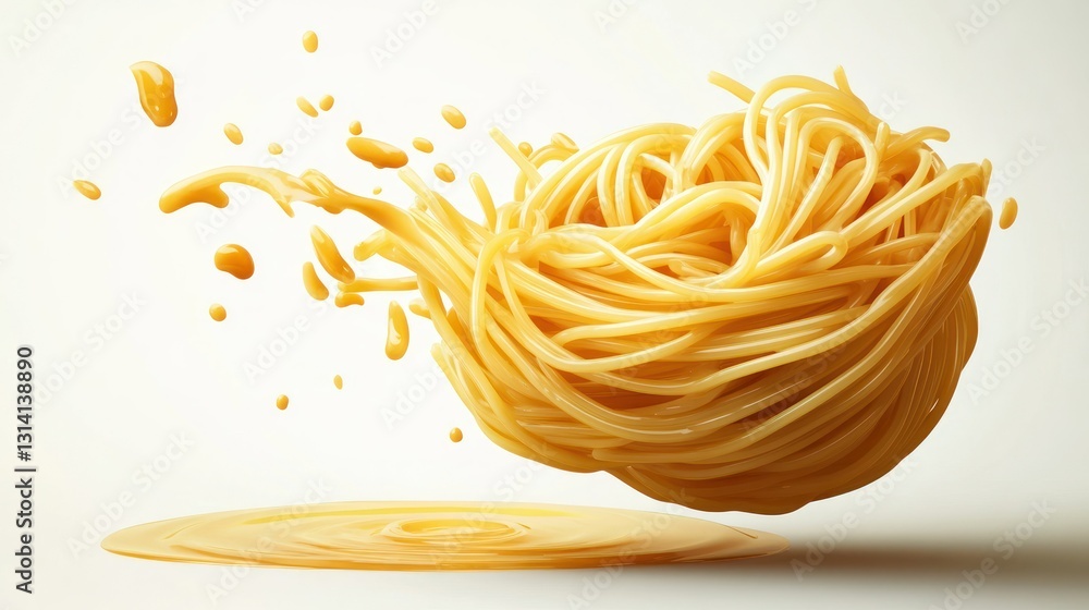 Poster Spaghetti and sauce with a splash and motion effect