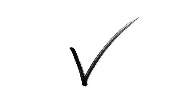 Black Hand drawing marker correct icon video, A right mark green, correct green icon, tick, vote, checkmark with alpha channel  Doodle, marker, brush, animation