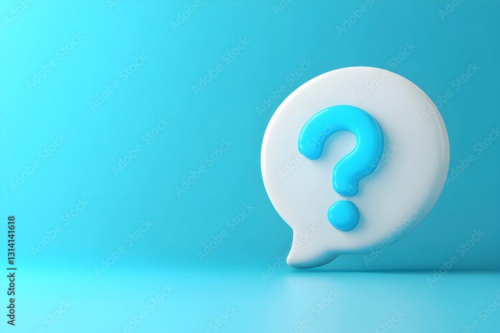 Poster attention-grabbing 3d speech bubble with a question mark for customer support and information