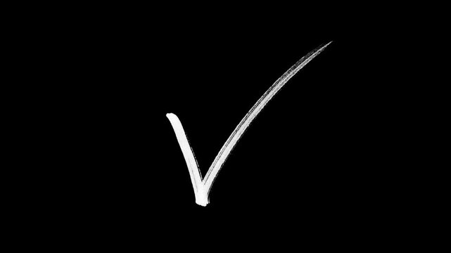 White Hand drawing marker correct icon video, A right mark green, correct green icon, tick, vote, checkmark with alpha channel  Doodle, marker, brush, animation