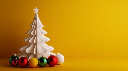 Festive Paper Christmas Tree with Colorful Ornaments