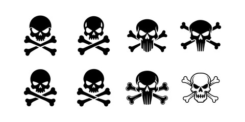  Skull and Crossbones Icon Set - Pirate and Danger Symbols