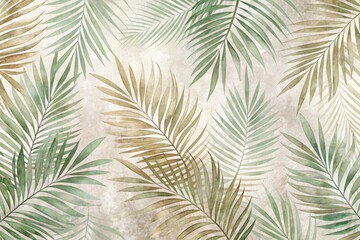 Tropical pastel palm leaf background (Minimal Palm Leaves) 
Palm leaves or banana leaves with delicate hand-drawn strokes, light shadows to create a sense of lightness