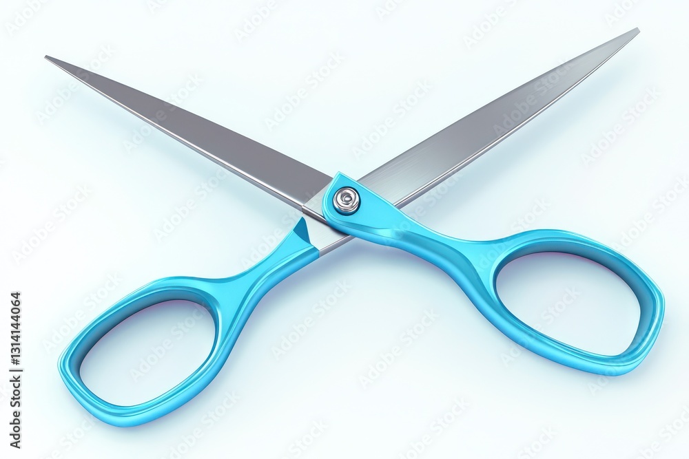Poster 3d glyph line icon representing a pair of scissors for utility on a white backdrop.
