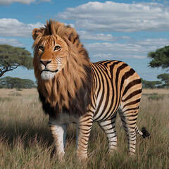A Lion Zebra Hybrid in Nature
