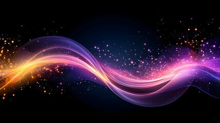 Obraz premium Abstract Light Wave With Sparkling Particles On A Dark Background