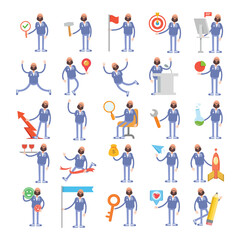 doctor characters in different poses illustration set