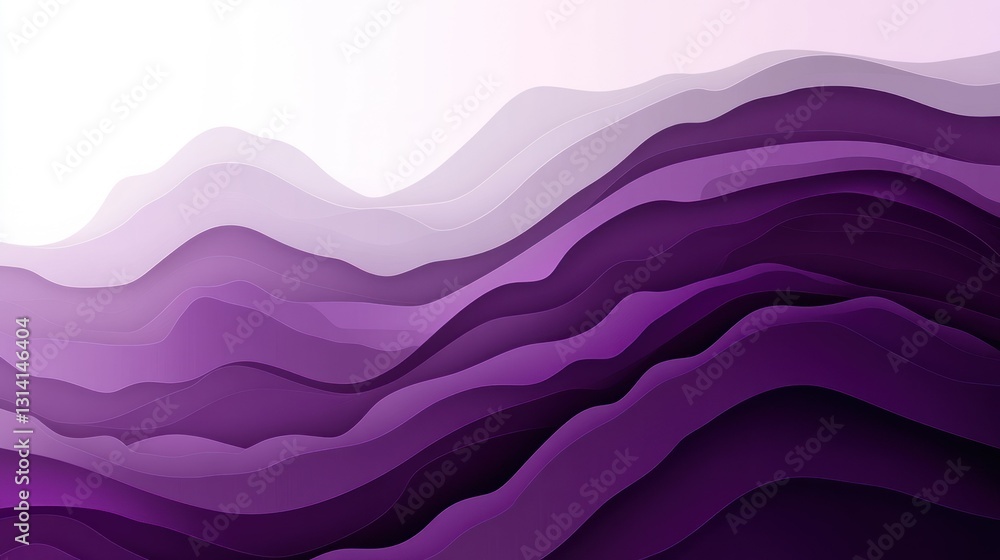 Aufkleber purple layered abstract waves and hills with gradient color transitions