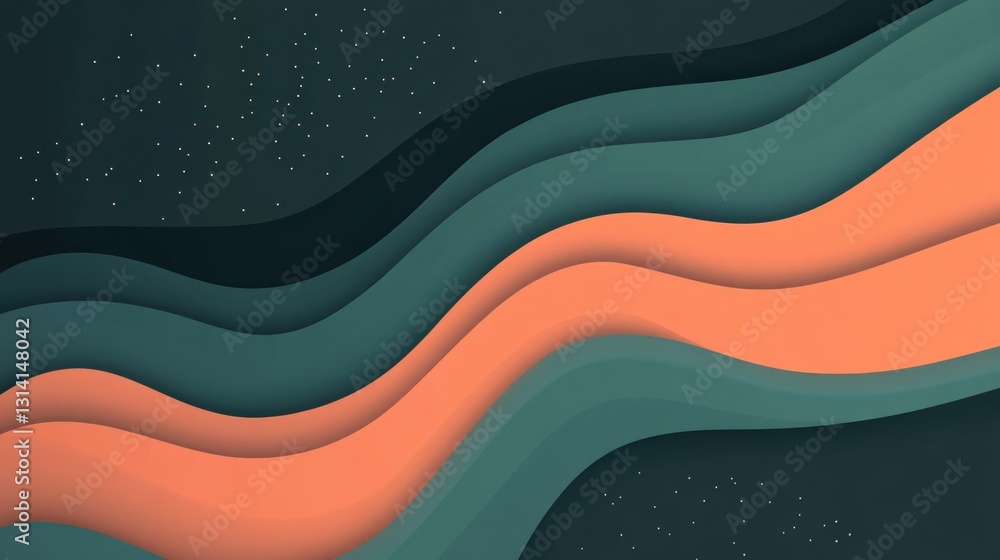 Poster Abstract layered background with curved lines and starry elements