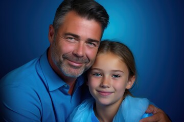 Fototapeta premium A man and a girl are hugging each other
