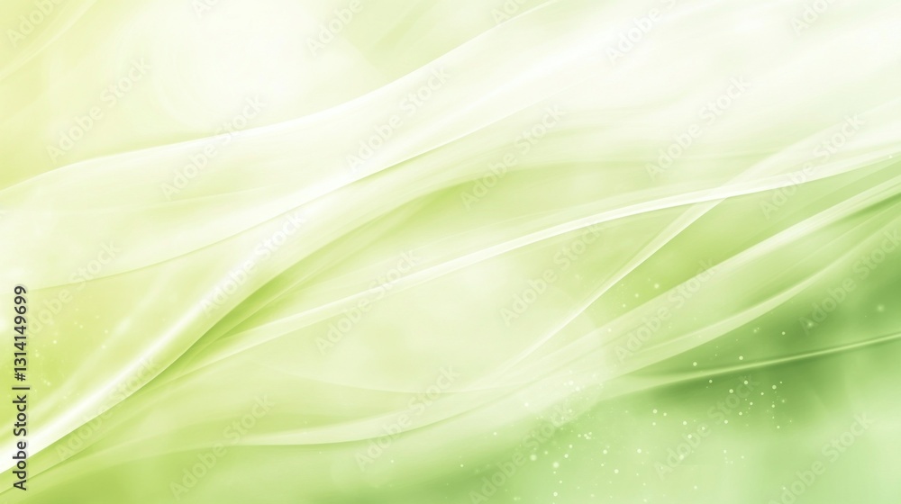 Poster an abstract flowing green and white background with delicate curves