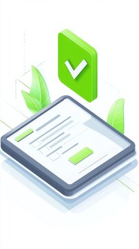 Green Check Mark on Digital Form: Success and Approval Depicted