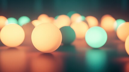 Naklejka premium Illuminated spheres of multiple colors softly reflecting on a surface