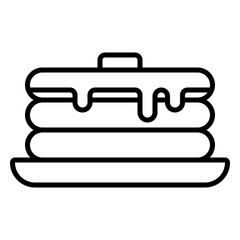 Minimalist outline icon of a stack of pancakes with syrup and butter on top, placed on a plate. ideal for diner, restaurant menus, food apps, and café branding.
