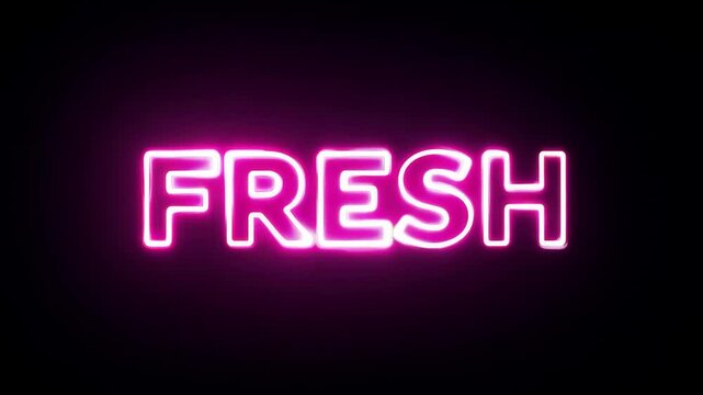 Neon glowing text effect FRESH, editable neon light text style isolated on black background