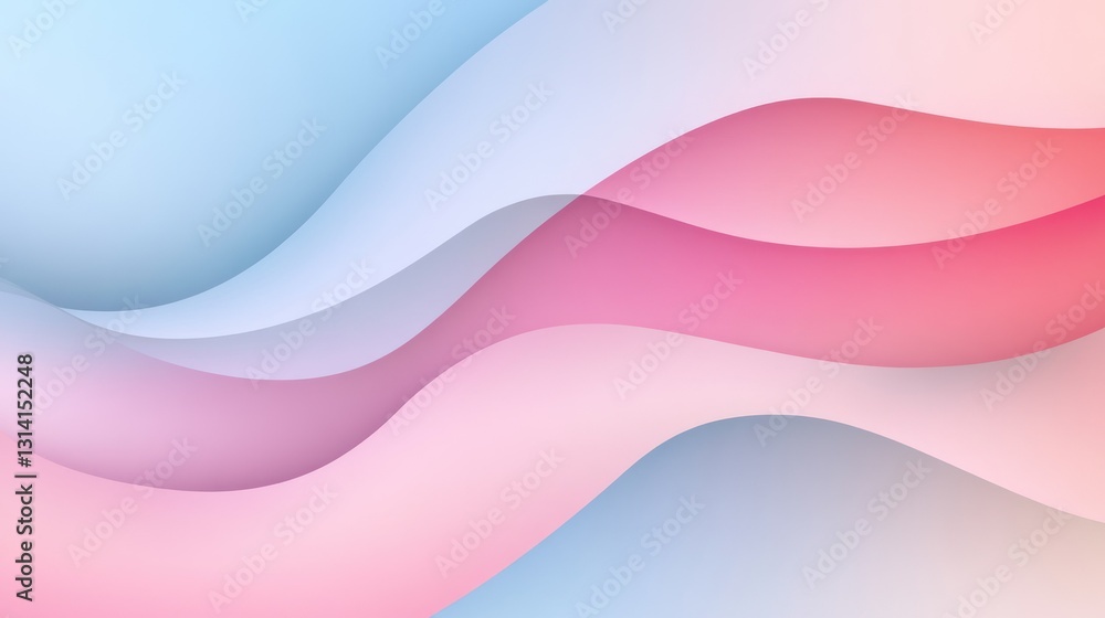 Poster abstract wavy gradient background with overlapping pastel colored layers