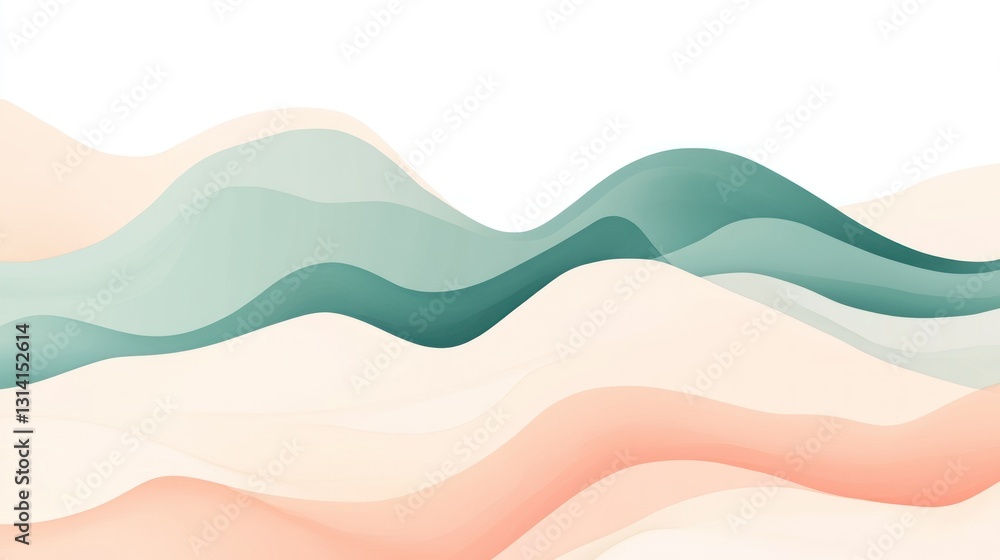 Poster abstract layered wavy design in various soft pastel colors