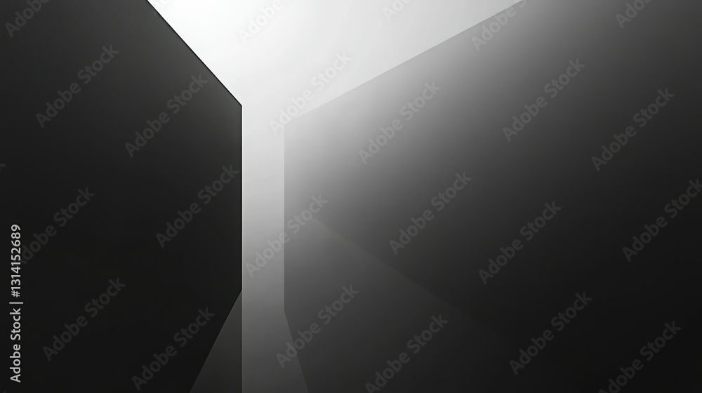 Poster geometric grayscale perspective with abstract lines and strong lighting