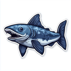 Naklejka premium Stylized Illustration of a Blue Fish with an Open Mouth