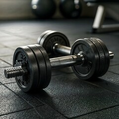 Naklejka premium Heavy-Duty Cast Iron Dumbbells with Knurled Grip