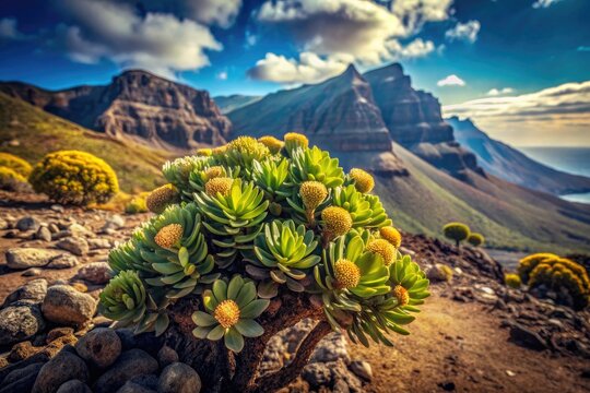 Tenerife's Teno Alto: Endemic Kleinia neriifolia thrives, a vintage Canary Islands treasure captured.