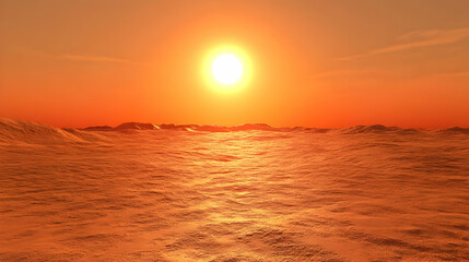 Fototapeta premium Orange Sunset Over Calm Ocean Water