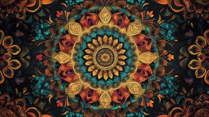 Swirling lines and geometric forms interlock, creating a dynamic yet balanced composition. 